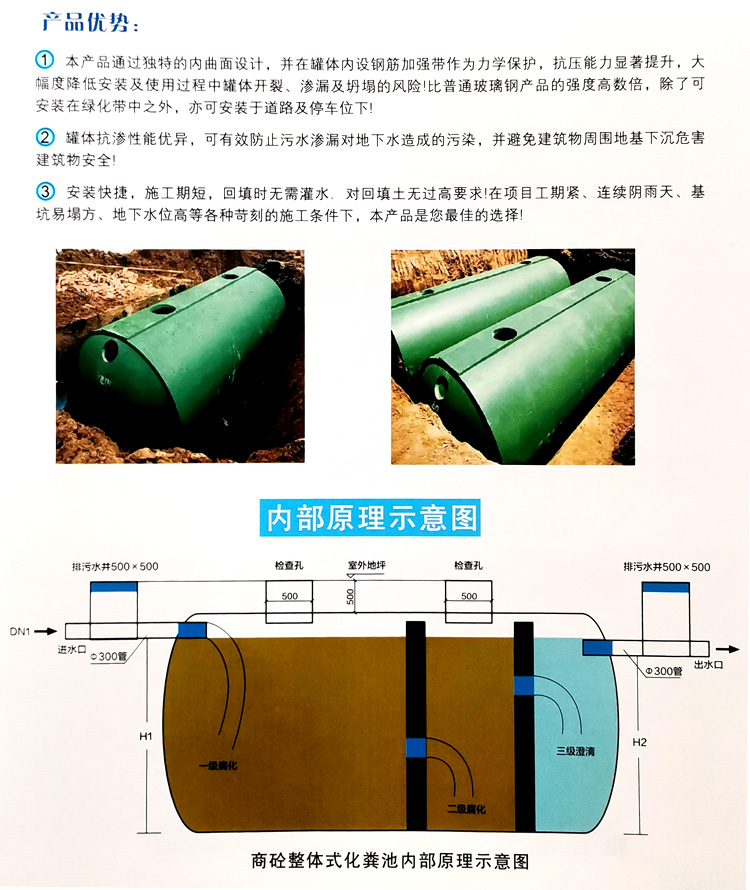秀英玻璃钢化粪池